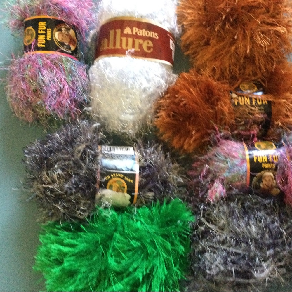 Fun fur. 8 skeins. Variety of colors.